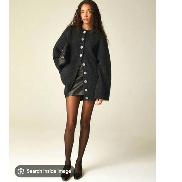 J. Crew Relaxed Milano-Stitch Cardigan Small Oversized Grey - Picture 1 of 9